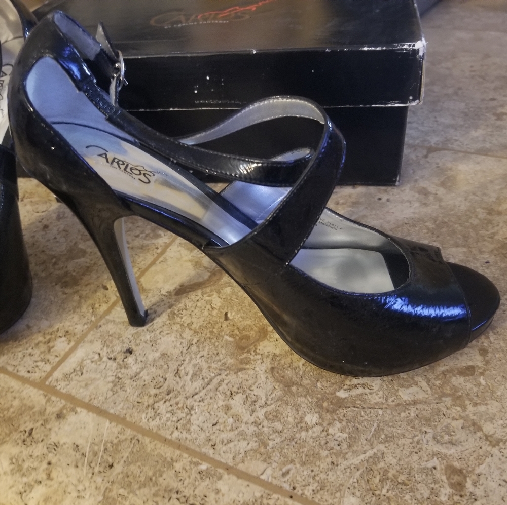 Black Patten leather heels sz 7.5